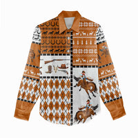 Horse Cowboy Merry Christmas Design Women Casual Shirt Funny Xmas Holiday Patterns - Wonder Print Shop
