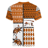 Horse Cowboy Merry Christmas Design Women V-Neck T-Shirt Funny Xmas Holiday Patterns - Wonder Print Shop