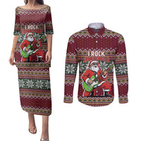 I Rock Jingle Bells Christmas Design Couples Matching Puletasi and Long Sleeve Button Shirt Funny Xmas Holiday Patterns - Wonder Print Shop