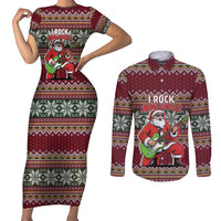 I Rock Jingle Bells Christmas Design Couples Matching Short Sleeve Bodycon Dress and Long Sleeve Button Shirt Funny Xmas Holiday Patterns - Wonder Print Shop