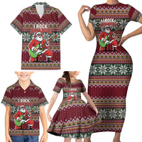 I Rock Jingle Bells Christmas Design Family Matching Short Sleeve Bodycon Dress and Hawaiian Shirt Funny Xmas Holiday Patterns - Wonder Print Shop