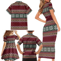 I Rock Jingle Bells Christmas Design Family Matching Short Sleeve Bodycon Dress and Hawaiian Shirt Funny Xmas Holiday Patterns - Wonder Print Shop