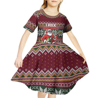 I Rock Jingle Bells Christmas Design Kid Short Sleeve Dress Funny Xmas Holiday Patterns - Wonder Print Shop