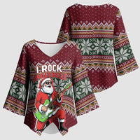 I Rock Jingle Bells Christmas Design Kimono Sleeve Blouse Funny Xmas Holiday Patterns - Wonder Print Shop