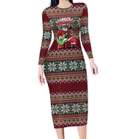 I Rock Jingle Bells Christmas Design Long Sleeve Bodycon Dress Funny Xmas Holiday Patterns - Wonder Print Shop