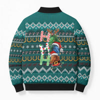 Horse Ho Ho Ho Christmas Design Bomber Puffer Jacket Funny Xmas Holiday Patterns - Wonder Print Shop
