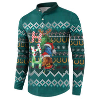 Horse Ho Ho Ho Christmas Design Button Sweatshirt Funny Xmas Holiday Patterns - Wonder Print Shop