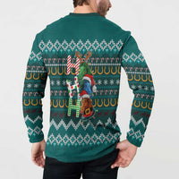 Horse Ho Ho Ho Christmas Design Button Sweatshirt Funny Xmas Holiday Patterns - Wonder Print Shop