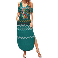 Horse Ho Ho Ho Christmas Design Family Matching Summer Maxi Dress and Hawaiian Shirt Funny Xmas Holiday Patterns - Wonder Print Shop