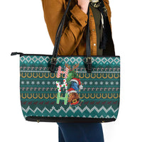 Horse Ho Ho Ho Christmas Design Leather Tote Bag Funny Xmas Holiday Patterns - Wonder Print Shop