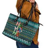 Horse Ho Ho Ho Christmas Design Leather Tote Bag Funny Xmas Holiday Patterns - Wonder Print Shop