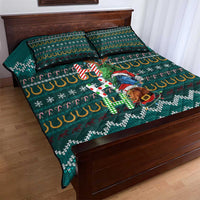 Horse Ho Ho Ho Christmas Design Quilt Bed Set Funny Xmas Holiday Patterns - Wonder Print Shop