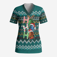 Horse Ho Ho Ho Christmas Design Scrub Top Funny Xmas Holiday Patterns - Wonder Print Shop