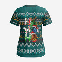 Horse Ho Ho Ho Christmas Design Scrub Top Funny Xmas Holiday Patterns - Wonder Print Shop