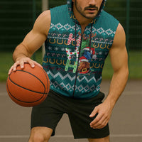 Horse Ho Ho Ho Christmas Design Sleeveless Zip Hoodie Funny Xmas Holiday Patterns - Wonder Print Shop