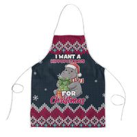 I Want A Hippopotamus Christmas Design Apron Xmas Holiday Patterns - Wonder Print Shop