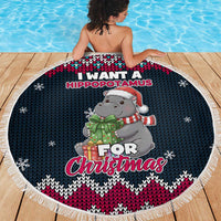 I Want A Hippopotamus Christmas Design Beach Blanket Xmas Holiday Patterns - Wonder Print Shop