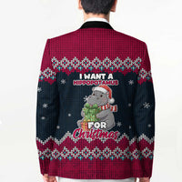 I Want A Hippopotamus Christmas Design Blazer Xmas Holiday Patterns - Wonder Print Shop
