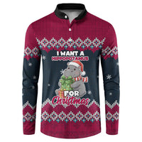 I Want A Hippopotamus Christmas Design Button Sweatshirt Xmas Holiday Patterns - Wonder Print Shop