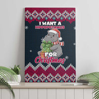 I Want A Hippopotamus Christmas Design Canvas Wall Art Xmas Holiday Patterns - Wonder Print Shop