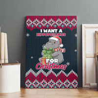 I Want A Hippopotamus Christmas Design Canvas Wall Art Xmas Holiday Patterns - Wonder Print Shop