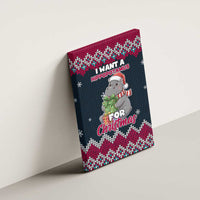 I Want A Hippopotamus Christmas Design Canvas Wall Art Xmas Holiday Patterns - Wonder Print Shop