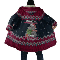 I Want A Hippopotamus Christmas Design Cloak Xmas Holiday Patterns - Wonder Print Shop