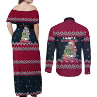 I Want A Hippopotamus Christmas Design Couples Matching Off Shoulder Maxi Dress and Long Sleeve Button Shirt Xmas Holiday Patterns - Wonder Print Shop