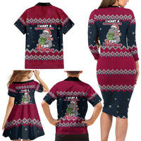 I Want A Hippopotamus Christmas Design Family Matching Long Sleeve Bodycon Dress and Hawaiian Shirt Xmas Holiday Patterns - Wonder Print Shop