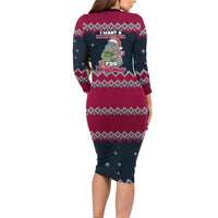 I Want A Hippopotamus Christmas Design Family Matching Long Sleeve Bodycon Dress and Hawaiian Shirt Xmas Holiday Patterns - Wonder Print Shop