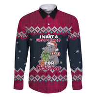 I Want A Hippopotamus Christmas Design Family Matching Short Sleeve Bodycon Dress and Hawaiian Shirt Xmas Holiday Patterns - Wonder Print Shop