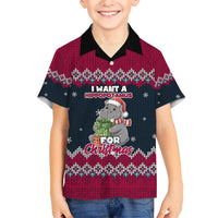 I Want A Hippopotamus Christmas Design Family Matching Short Sleeve Bodycon Dress and Hawaiian Shirt Xmas Holiday Patterns - Wonder Print Shop