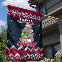 I Want A Hippopotamus Christmas Design Garden Flag Xmas Holiday Patterns - Wonder Print Shop