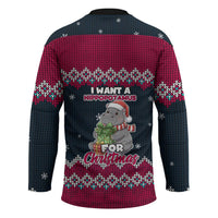 I Want A Hippopotamus Christmas Design Hockey Jersey Xmas Holiday Patterns - Wonder Print Shop