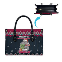 I Want A Hippopotamus Christmas Design Leather Bag Xmas Holiday Patterns - Wonder Print Shop