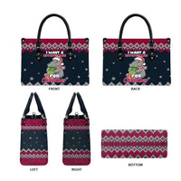I Want A Hippopotamus Christmas Design Leather Bag Xmas Holiday Patterns - Wonder Print Shop