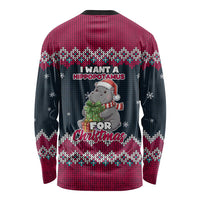 I Want A Hippopotamus Christmas Design Long Sleeve Shirt Xmas Holiday Patterns - Wonder Print Shop