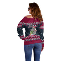 I Want A Hippopotamus Christmas Design Off Shoulder Sweater Xmas Holiday Patterns - Wonder Print Shop