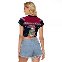 I Want A Hippopotamus Christmas Design Raglan Cropped T Shirt Xmas Holiday Patterns - Wonder Print Shop