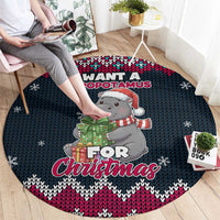 I Want A Hippopotamus Christmas Design Round Carpet Xmas Holiday Patterns - Wonder Print Shop