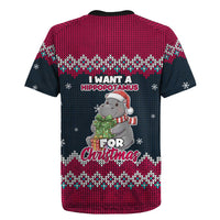 I Want A Hippopotamus Christmas Design Rugby Jersey Xmas Holiday Patterns - Wonder Print Shop