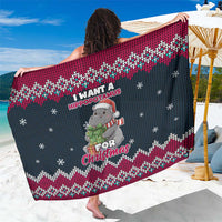 I Want A Hippopotamus Christmas Design Sarong Xmas Holiday Patterns - Wonder Print Shop