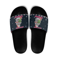 I Want A Hippopotamus Christmas Design Slide Sandals Xmas Holiday Patterns - Wonder Print Shop