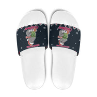 I Want A Hippopotamus Christmas Design Slide Sandals Xmas Holiday Patterns - Wonder Print Shop