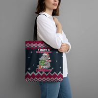 I Want A Hippopotamus Christmas Design Tote Bag Xmas Holiday Patterns - Wonder Print Shop