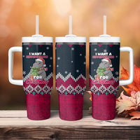 I Want A Hippopotamus Christmas Design Tumbler With Handle Xmas Holiday Patterns - Wonder Print Shop