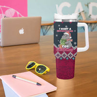 I Want A Hippopotamus Christmas Design Tumbler With Handle Xmas Holiday Patterns - Wonder Print Shop