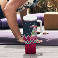 I Want A Hippopotamus Christmas Design Tumbler With Handle Xmas Holiday Patterns - Wonder Print Shop