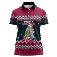 I Want A Hippopotamus Christmas Design Women Polo Shirt Xmas Holiday Patterns - Wonder Print Shop