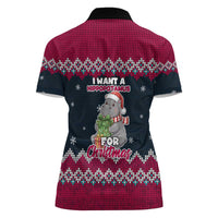 I Want A Hippopotamus Christmas Design Women Polo Shirt Xmas Holiday Patterns - Wonder Print Shop